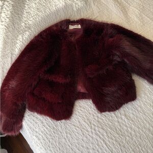 4th + Reckless Dark Red Furry Jacket